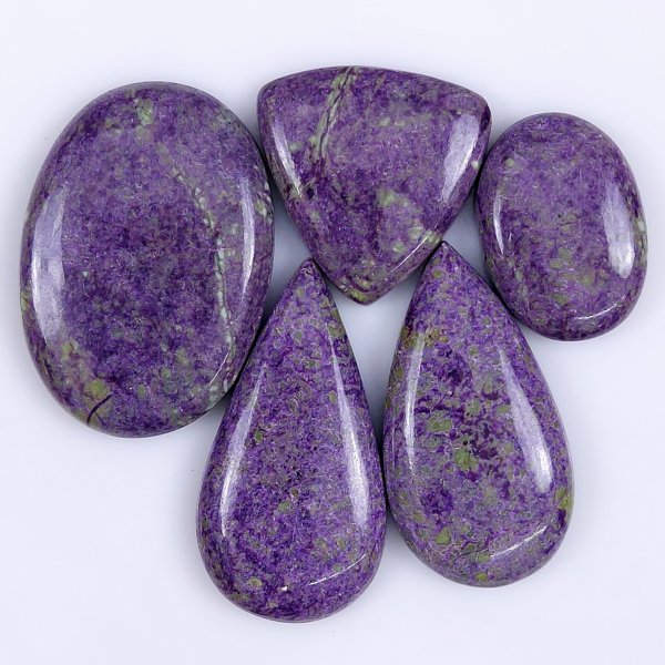 5 Pcs 127Cts Natural Purple Stichtite Cabochon Gemstone Lot Mix Shape &amp; Size 35x25 24x16mm#G-1768