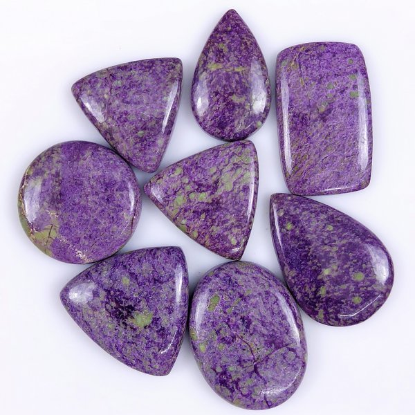 8 Pcs 136Cts Natural Purple Stichtite Cabochon Gemstone Lot Mix Shape &amp; Size 30x18 20x20mm#6137