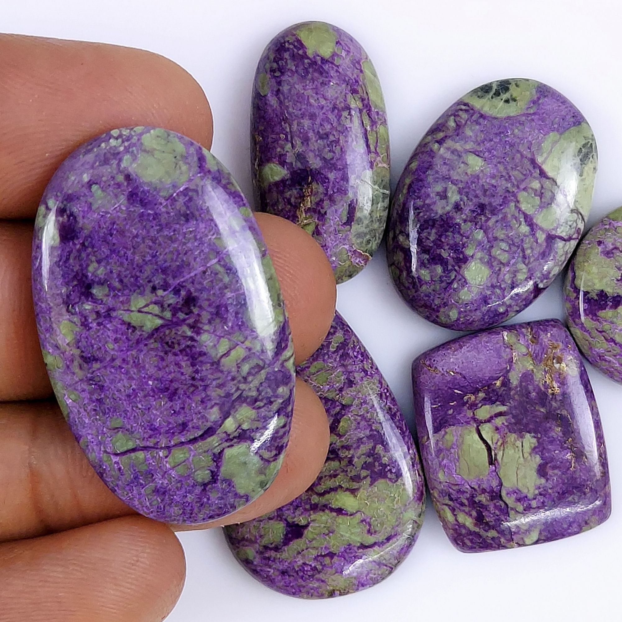 6 Pcs 125Cts Natural Purple Stichtite Cabochon Gemstone Lot Mix Shape  Size 36x22 20x20mmG-1771