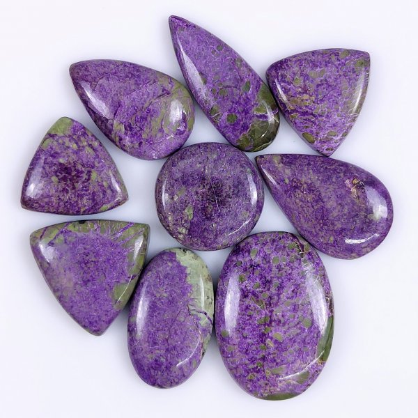 9 Pcs 128Cts Natural Purple Stichtite Cabochon Gemstone Lot Mix Shape &amp; Size 30x20 18x18mm#6140