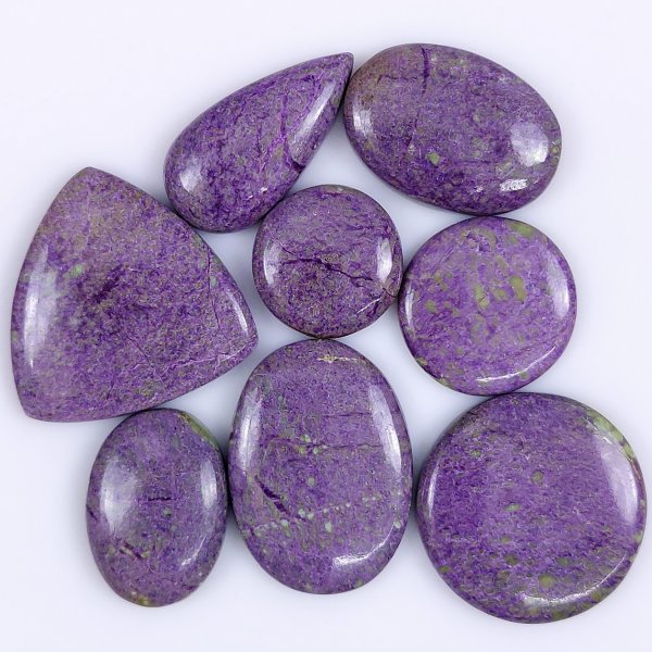 8 Pcs 119Cts Natural Purple Stichtite Cabochon Gemstone Lot Mix Shape &amp; Size 27x27 18x18mm#G-1773