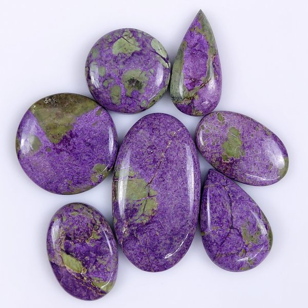 7 Pcs 122Cts Natural Purple Stichtite Cabochon Gemstone Lot Mix Shape &amp; Size 38x22 20x20mm#6151