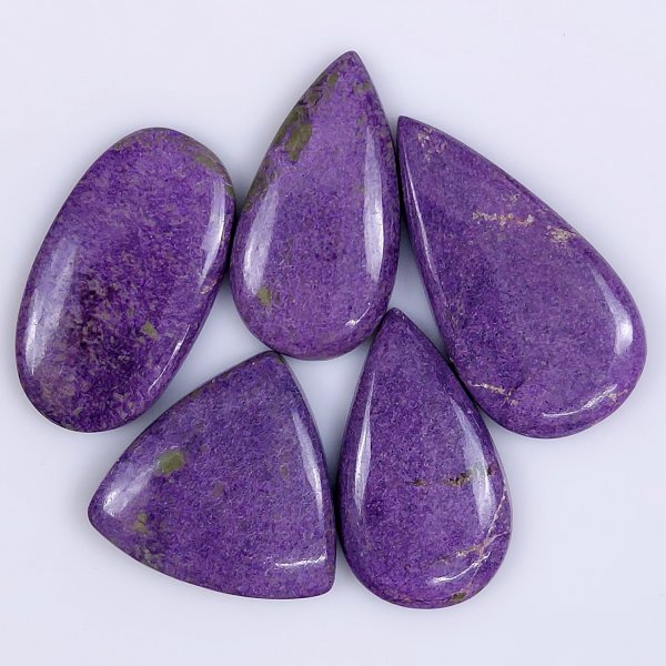 5 Pcs 81Cts Natural Purple Stichtite Cabochon Gemstone Lot Mix Shape &amp; Size 35x18 24x24mm#6153