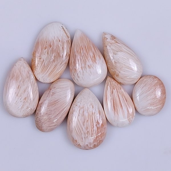 8 Pcs 103Cts Natural Pink Scolecite Cabochon Gemstone Lot Mix Shape &amp; Size 26x16 18x14mm#6163