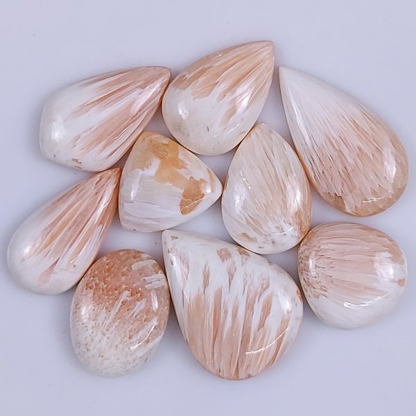 9 Pcs 132Cts Natural Pink Scolecite Cabochon Gemstone Lot Mix Shape &amp; Size 30x22 18x18mm#6174