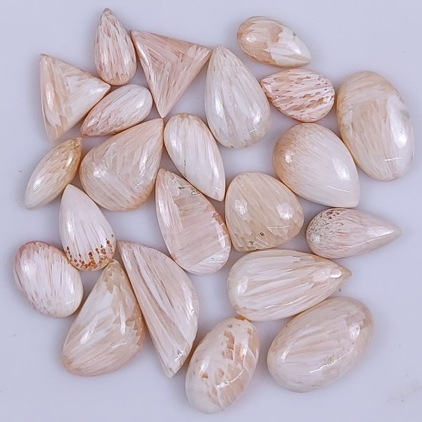 22 Pcs 105Cts Natural Pink Scolecite Cabochon Gemstone Lot Mix Shape &amp; Size 24x10 12x9mm#6175