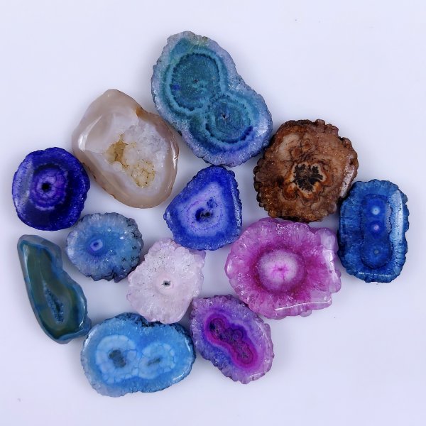 12 Pcs Lot 333Cts Natural Solar quartz slice lot with dyed Multi Colored Handmade Jewelry Loose Gemstone Pendant Birthday gift 36x22 20x18mm #G-1668