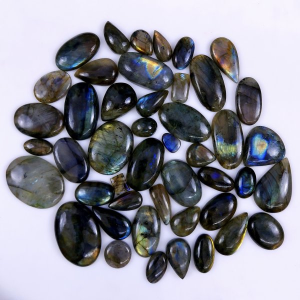 46pc 1706Cts Labradorite Cabochon Multifire Healing Crystal For Jewelry Supplies, Labradorite Necklace Handmade Wire Wrapped Gemstone Pendant 43x33 13x10mm#6250