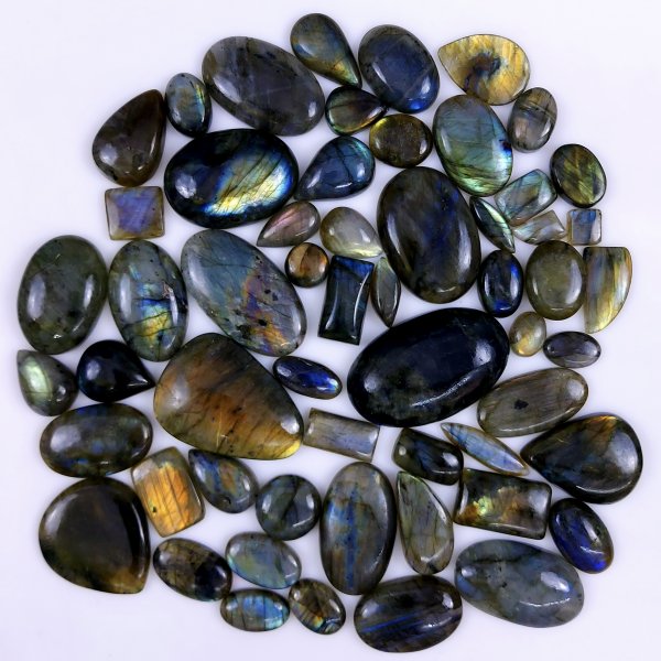 57pc 1715Cts Labradorite Cabochon Multifire Healing Crystal For Jewelry Supplies, Labradorite Necklace Handmade Wire Wrapped Gemstone Pendant 50x30 10x10mm#6252
