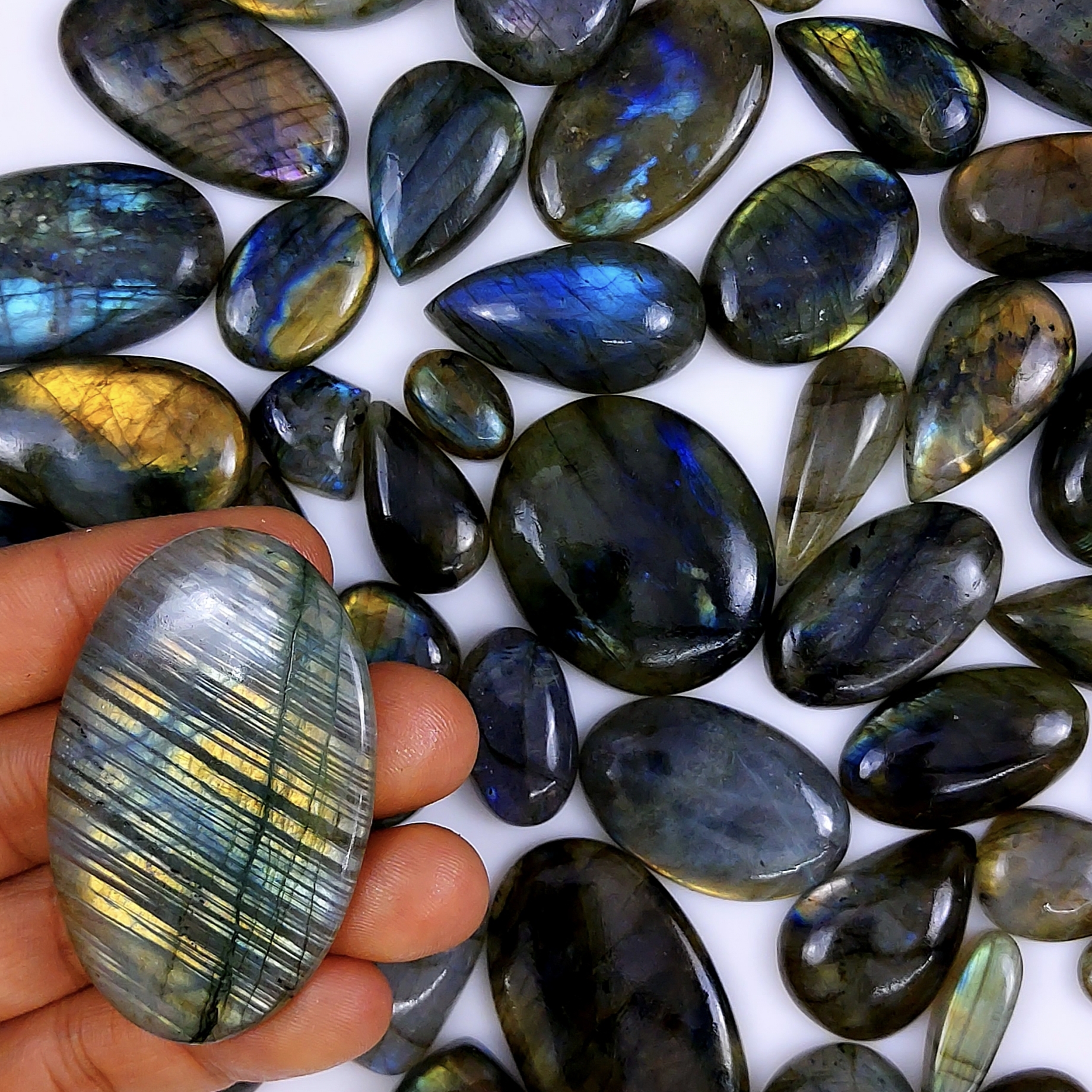 51pc 1755Cts Labradorite Cabochon Multifire Healing Crystal For Jewelry Supplies Labradorite Necklace Handmade Wire Wrapped Gemstone Pendant 57x36 15x10 mm6256