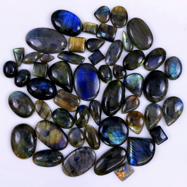 51pc 1638Cts Labradorite Cabochon Multifire Healing Crystal For Jewelry Supplies, Labradorite Necklace Handmade Wire Wrapped Gemstone Pendant 40x30 15x10mm#6258