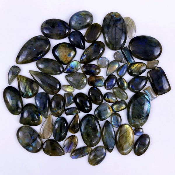 58pc 1705Cts Labradorite Cabochon Multifire Healing Crystal For Jewelry Supplies, Labradorite Necklace Handmade Wire Wrapped Gemstone Pendant 50x30 12x9mm#6259