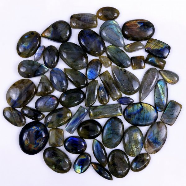 52pc 1836Cts Labradorite Cabochon Multifire Healing Crystal For Jewelry Supplies, Labradorite Necklace Handmade Wire Wrapped Gemstone Pendant 38x35 20x10 mm#6261