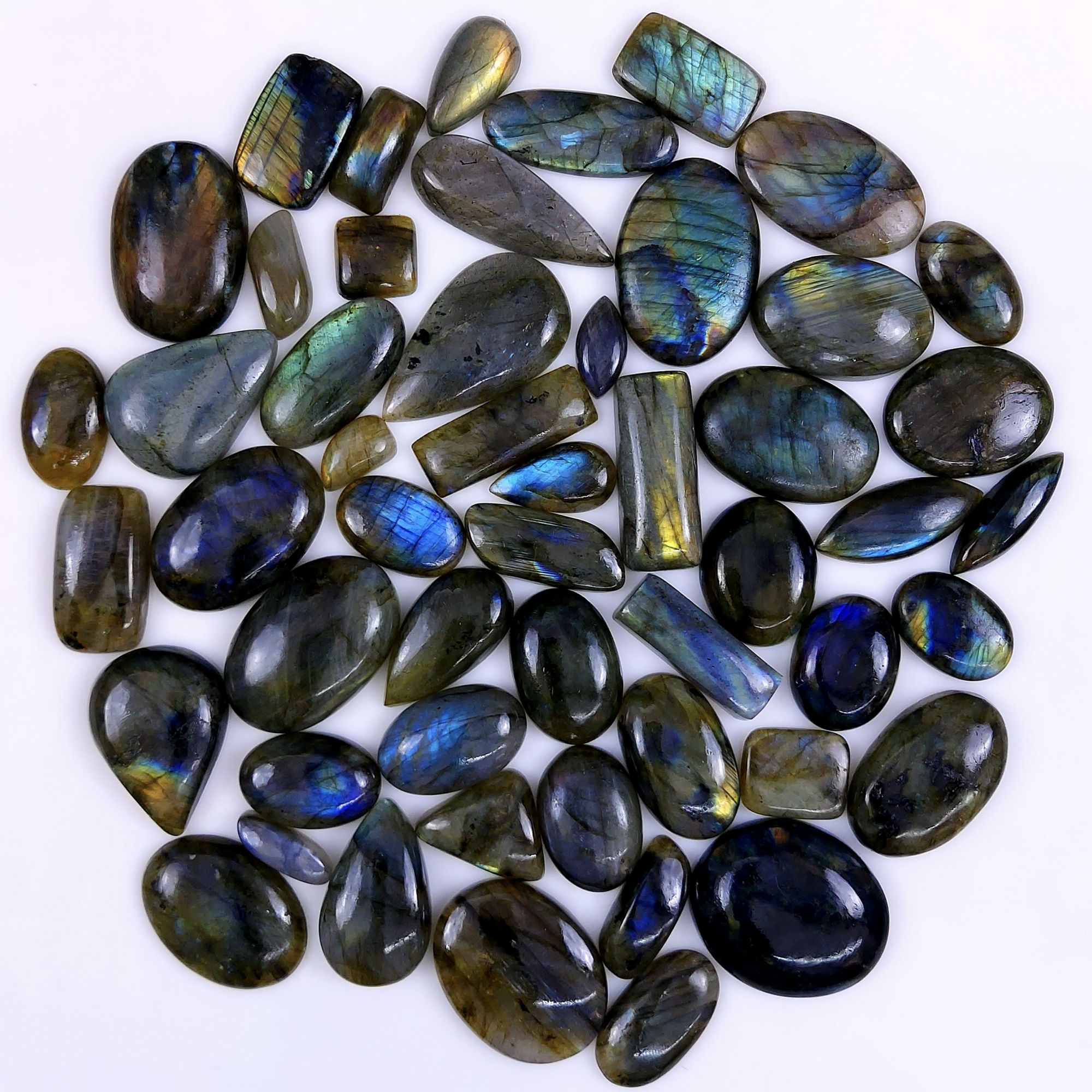 52pc 1836Cts Labradorite Cabochon Multifire Healing Crystal For Jewelry Supplies Labradorite Necklace Handmade Wire Wrapped Gemstone Pendant 38x35 20x10 mm6261