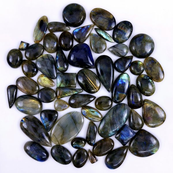 53pc 1863Cts Labradorite Cabochon Multifire Healing Crystal For Jewelry Supplies, Labradorite Necklace Handmade Wire Wrapped Gemstone Pendant 50x30 12x10mm#6263