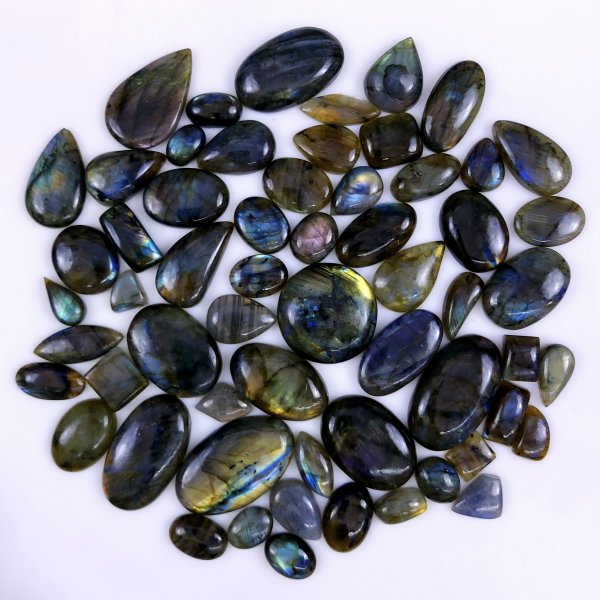 60pc 1744Cts Labradorite Cabochon Multifire Healing Crystal For Jewelry Supplies, Labradorite Necklace Handmade Wire Wrapped Gemstone Pendant 45x28 16x10mm#6265