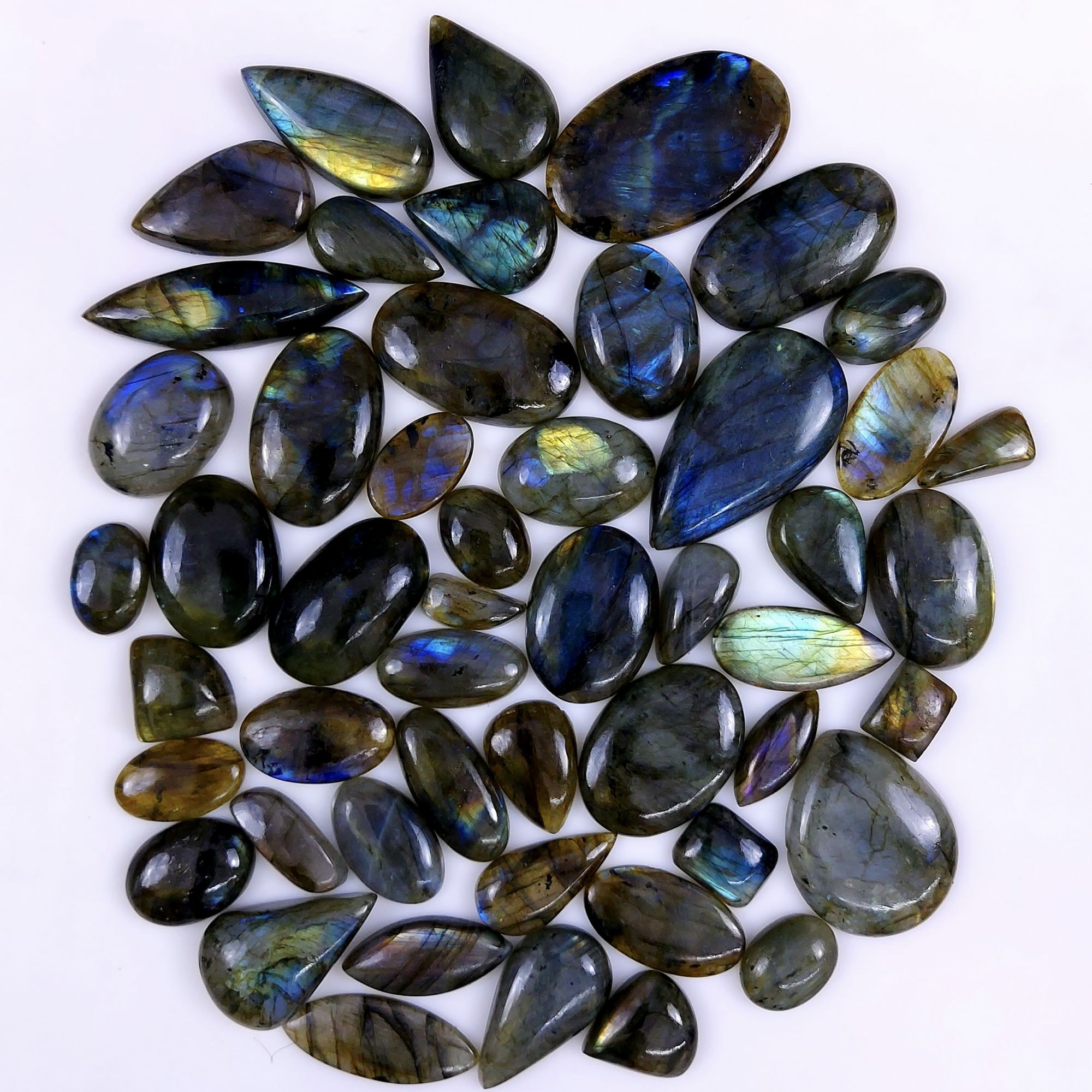 50pc 1628Cts Labradorite Cabochon Multifire Healing Crystal For Jewelry Supplies, Labradorite Necklace Handmade Wire Wrapped Gemstone Pendant 50x28 15x12mm#6269