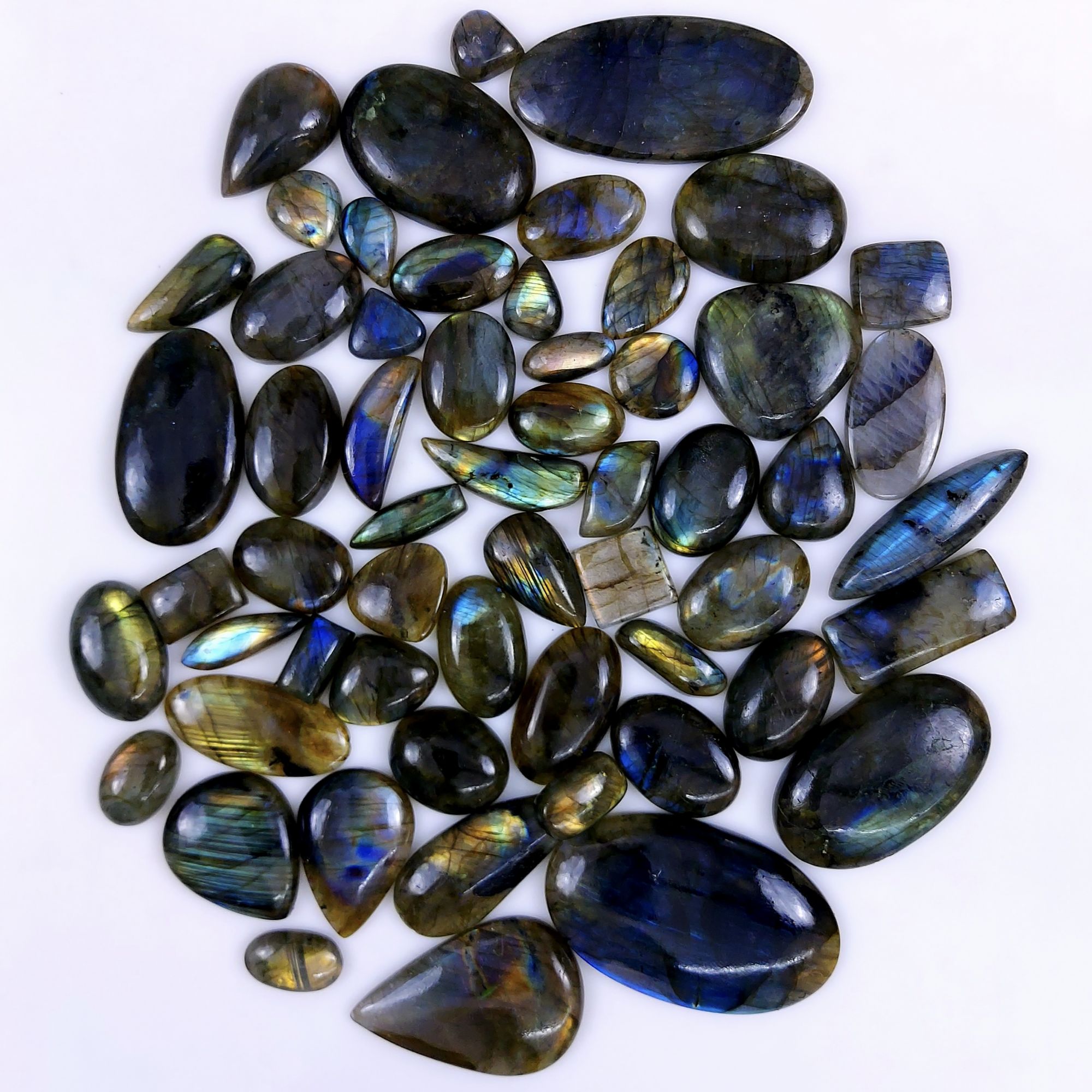 57pc 1774Cts Labradorite Cabochon Multifire Healing Crystal For Jewelry Supplies, Labradorite Necklace Handmade Wire Wrapped Gemstone Pendant 60x35 15x15mm#6273