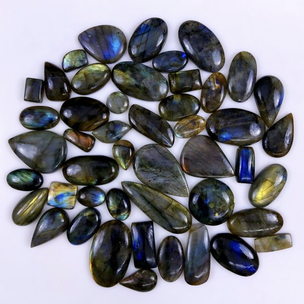 47pc 1723Cts Labradorite Cabochon Multifire Healing Crystal For Jewelry Supplies, Labradorite Necklace Handmade Wire Wrapped Gemstone Pendant 57x20 16x16mm#6275