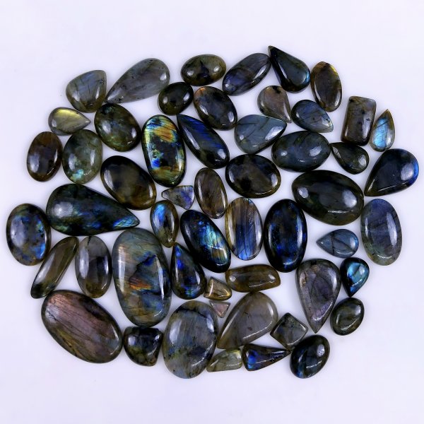 53pc 1673Cts Labradorite Cabochon Multifire Healing Crystal For Jewelry Supplies, Labradorite Necklace Handmade Wire Wrapped Gemstone Pendant 50x28 12x12mm#6278