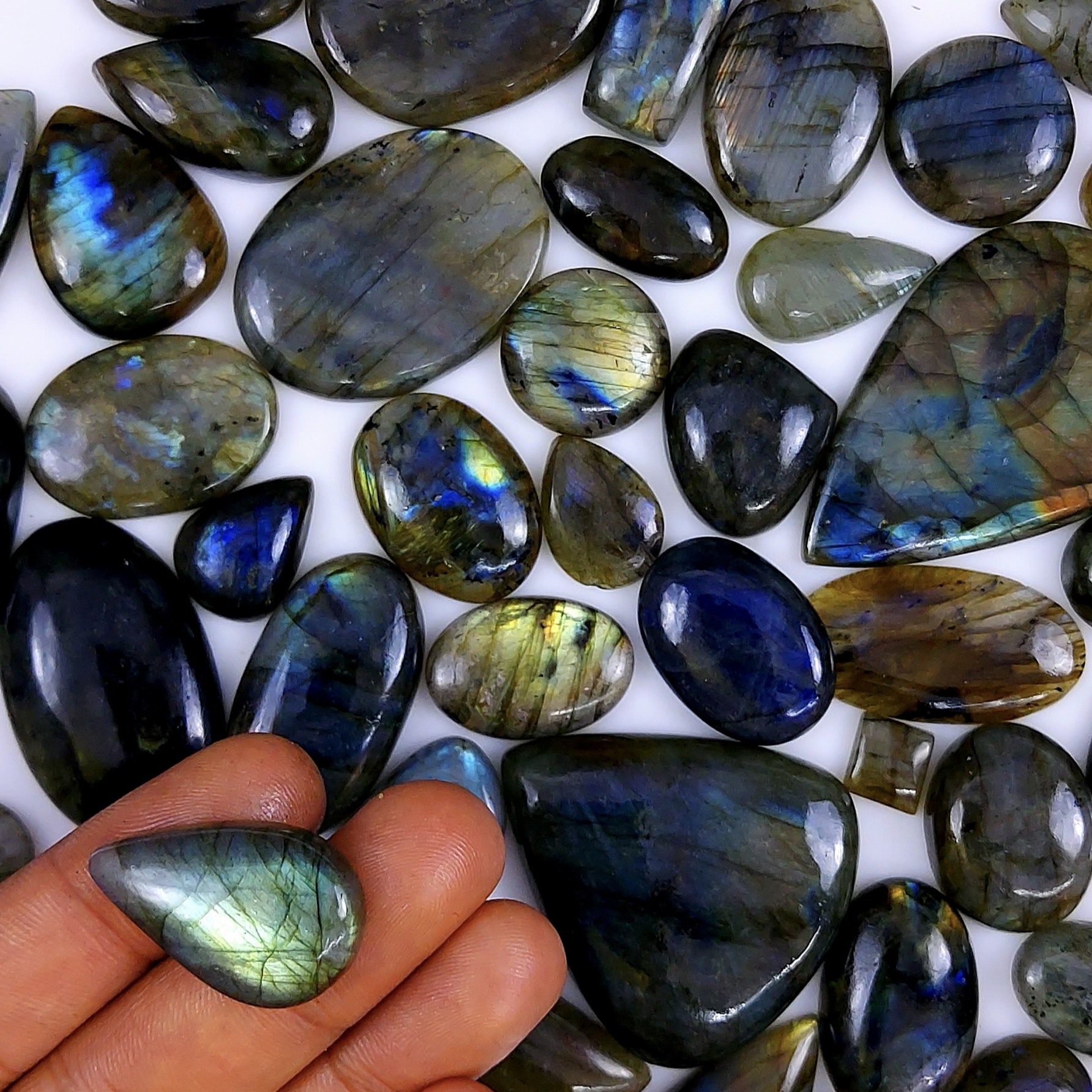 50pc 1749Cts Labradorite Cabochon Multifire Healing Crystal For Jewelry Supplies, Labradorite Necklace Handmade Wire Wrapped Gemstone Pendant 58x38 20x15 mm#6280