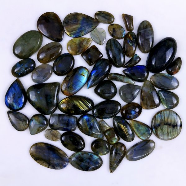 49pc 1720Cts Labradorite Cabochon Multifire Healing Crystal For Jewelry Supplies, Labradorite Necklace Handmade Wire Wrapped Gemstone Pendant 46x26 12x9mm#6285