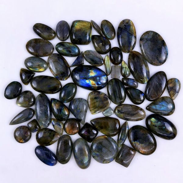 53pc 1706Cts Labradorite Cabochon Multifire Healing Crystal For Jewelry Supplies, Labradorite Necklace Handmade Wire Wrapped Gemstone Pendant 45x30 14x10mm#6286