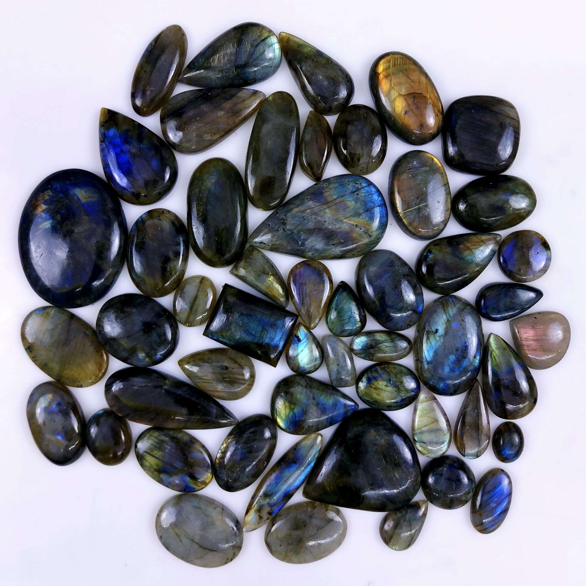 51pc 1732Cts Labradorite Cabochon Multifire Healing Crystal For Jewelry Supplies, Labradorite Necklace Handmade Wire Wrapped Gemstone Pendant 50x35 15x10mm#6288