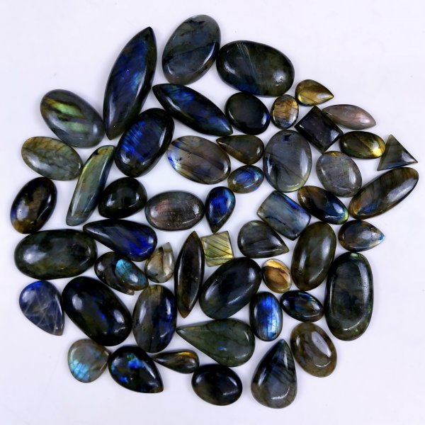 52pc 1709Cts Labradorite Cabochon Multifire Healing Crystal For Jewelry Supplies, Labradorite Necklace Handmade Wire Wrapped Gemstone Pendant 58x20 16x10mm#6291