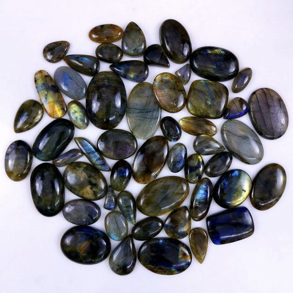 52pc 1682Cts Labradorite Cabochon Multifire Healing Crystal For Jewelry Supplies, Labradorite Necklace Handmade Wire Wrapped Gemstone Pendant 40x25 18x9mm#6294