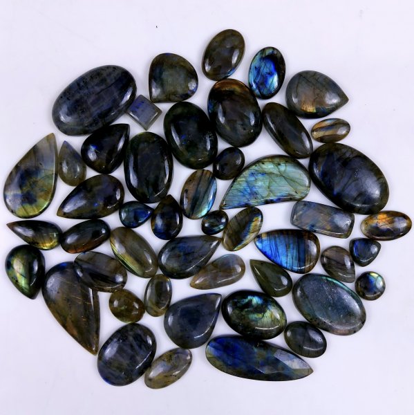 47pc 1595Cts Labradorite Cabochon Multifire Healing Crystal For Jewelry Supplies, Labradorite Necklace Handmade Wire Wrapped Gemstone Pendant 55x20 18x14 mm#6299
