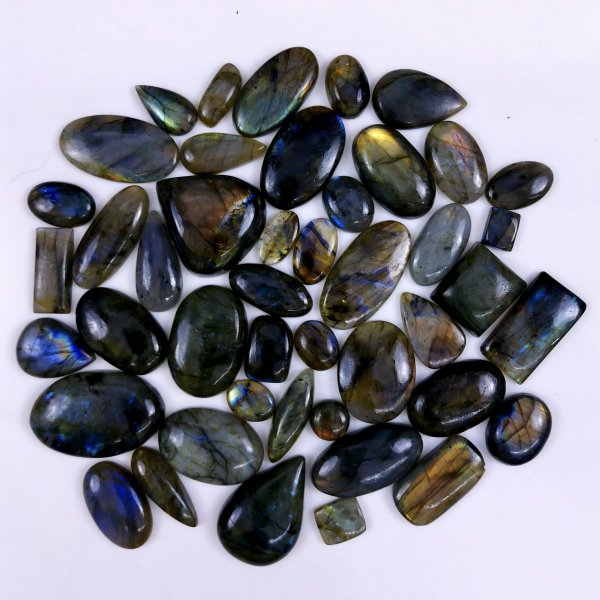 44pc 1533Cts Labradorite Cabochon Multifire Healing Crystal For Jewelry Supplies, Labradorite Necklace Handmade Wire Wrapped Gemstone Pendant 45x30 14x14mm#6301