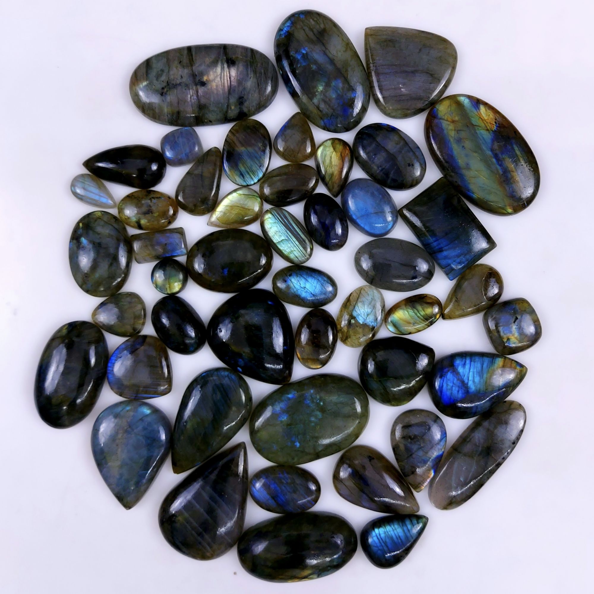47pc 1453Cts Labradorite Cabochon Multifire Healing Crystal For Jewelry Supplies, Labradorite Necklace Handmade Wire Wrapped Gemstone Pendant 50x30 12x12mm#6302