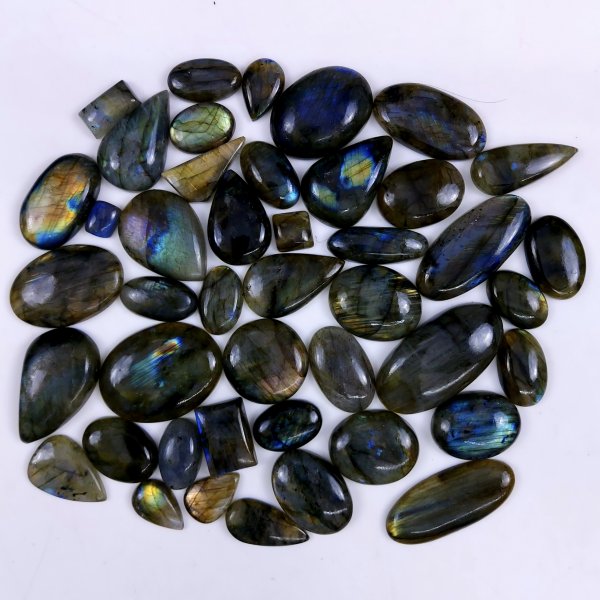 44pc 1524Cts Labradorite Cabochon Multifire Healing Crystal For Jewelry Supplies, Labradorite Necklace Handmade Wire Wrapped Gemstone Pendant 48x25 18x14mm#6303