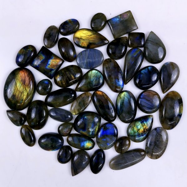 42pc 1553Cts Labradorite Cabochon Multifire Healing Crystal For Jewelry Supplies, Labradorite Necklace Handmade Wire Wrapped Gemstone Pendant 47x32 15x15mm#6307