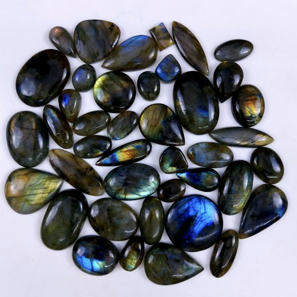 41pc 1601Cts Labradorite Cabochon Multifire Healing Crystal For Jewelry Supplies, Labradorite Necklace Handmade Wire Wrapped Gemstone Pendant 38x38 20x15mm#6311