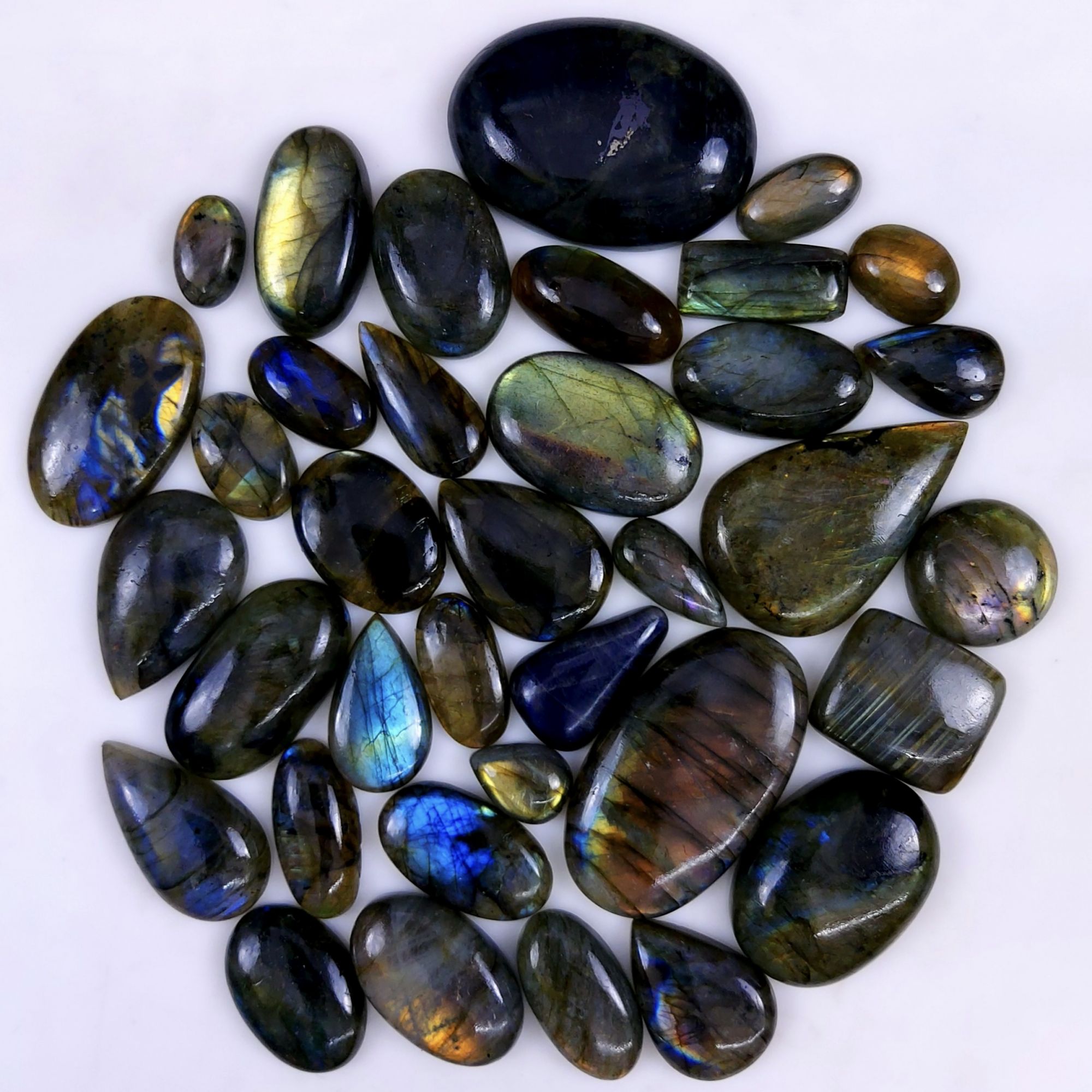 36pc 1595Cts Labradorite Cabochon Multifire Healing Crystal For Jewelry Supplies, Labradorite Necklace Handmade Wire Wrapped Gemstone Pendant 52x32 16x12mm#6312