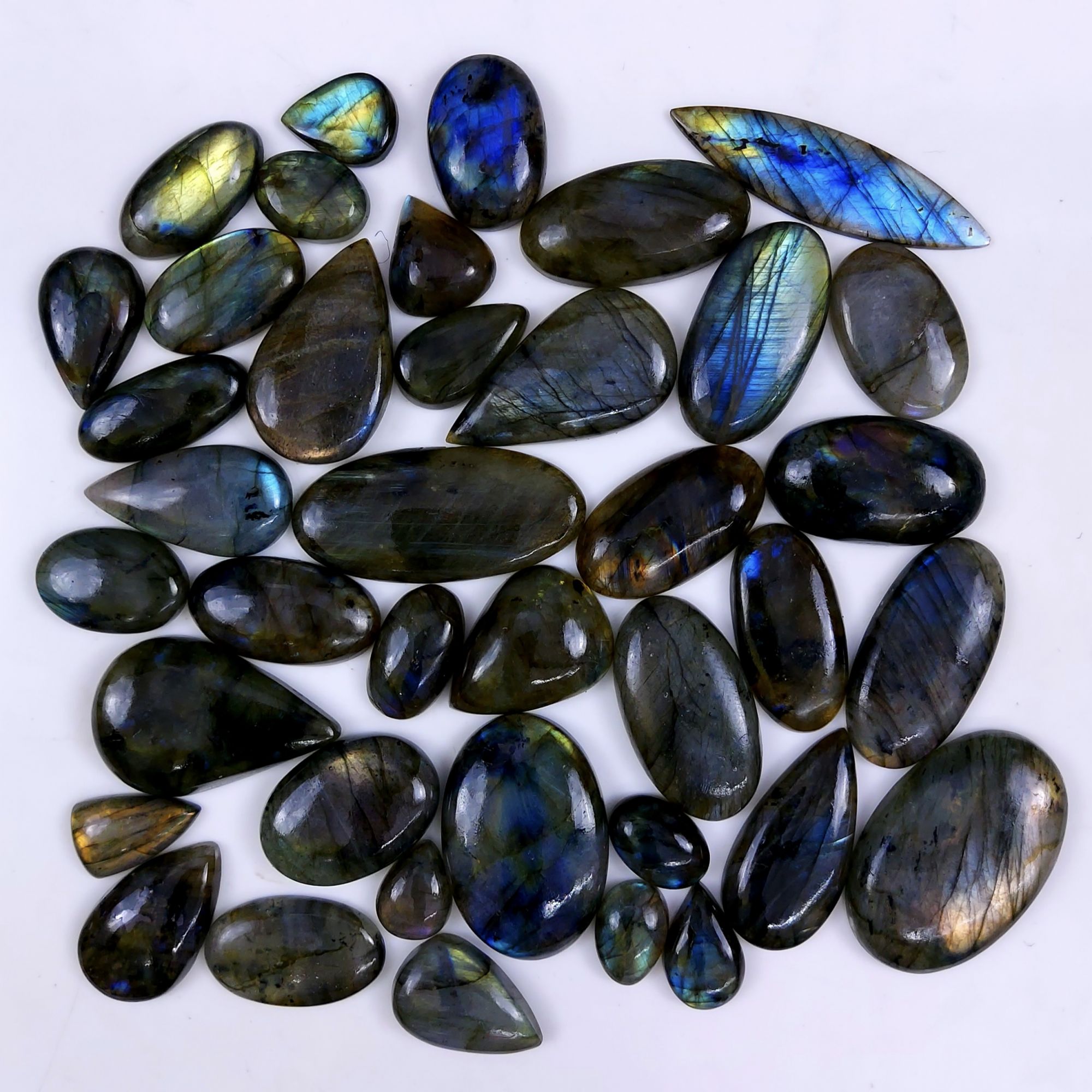 39pc 1562Cts Labradorite Cabochon Multifire Healing Crystal For Jewelry Supplies, Labradorite Necklace Handmade Wire Wrapped Gemstone Pendant 50x28 18x14mm#6317