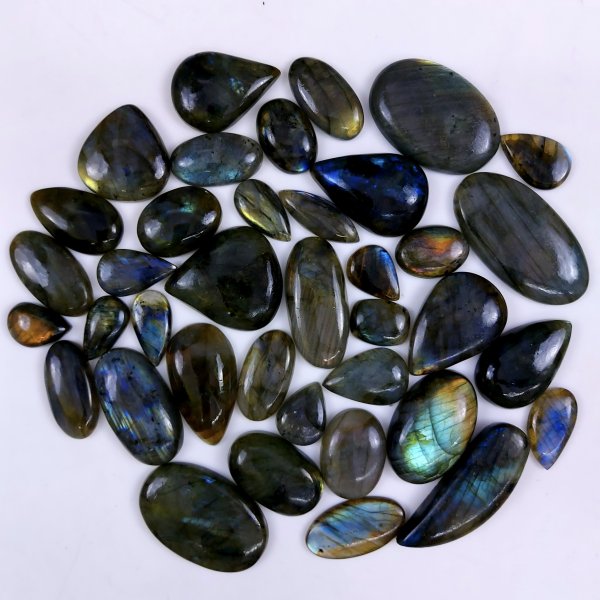 38pc 1550Cts Labradorite Cabochon Multifire Healing Crystal For Jewelry Supplies, Labradorite Necklace Handmade Wire Wrapped Gemstone Pendant 46x32 20x15mm#6319