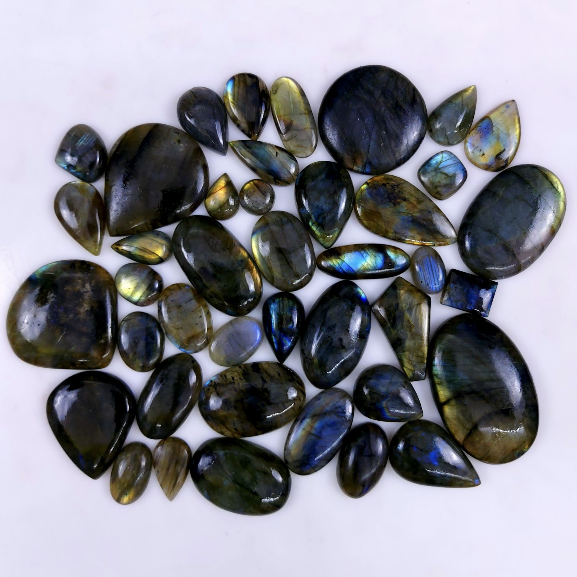 37pc 1551Cts Labradorite Cabochon Multifire Healing Crystal For Jewelry Supplies, Labradorite Necklace Handmade Wire Wrapped Gemstone Pendant 45x43 16x12mm#6320