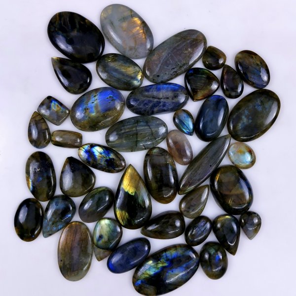 40pc 1462Cts Labradorite Cabochon Multifire Healing Crystal For Jewelry Supplies, Labradorite Necklace Handmade Wire Wrapped Gemstone Pendant 48x25 20x15mm#6324