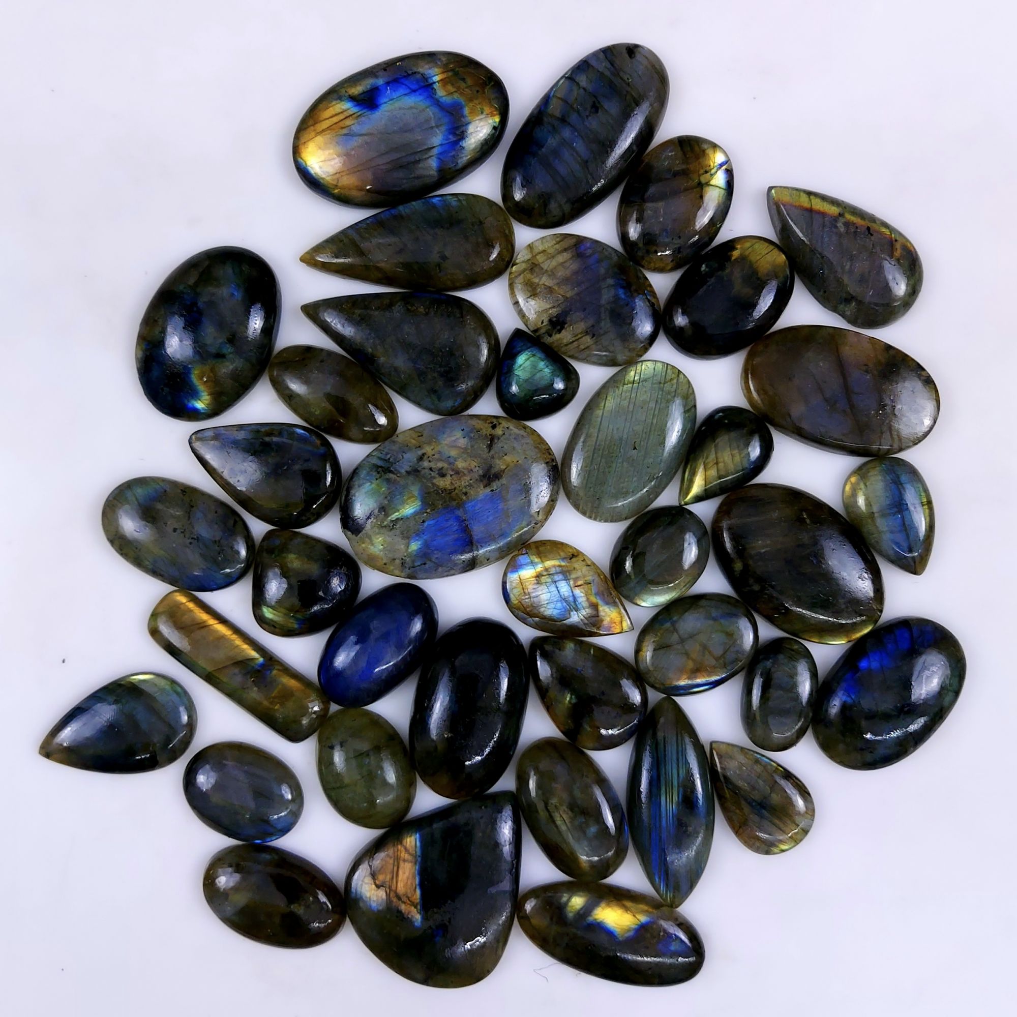 38pc 1370Cts Labradorite Cabochon Multifire Healing Crystal For Jewelry Supplies, Labradorite Necklace Handmade Wire Wrapped Gemstone Pendant 45x30 15x12mm#6326