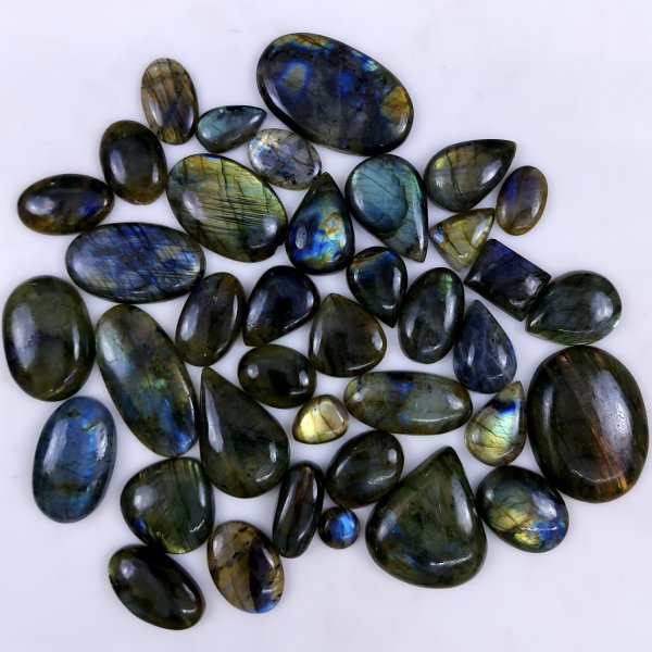 37pc 1467Cts Labradorite Cabochon Multifire Healing Crystal For Jewelry Supplies, Labradorite Necklace Handmade Wire Wrapped Gemstone Pendant 50x30 16x12mm#6330