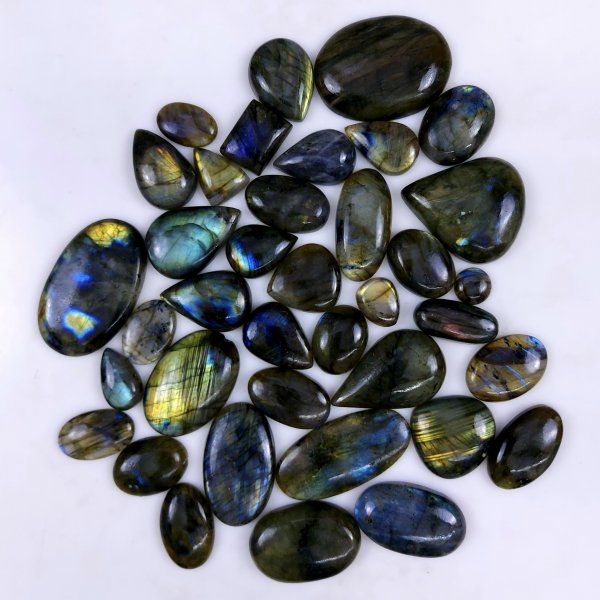 47pc 1610Cts Labradorite Cabochon Multifire Healing Crystal For Jewelry Supplies, Labradorite Necklace Handmade Wire Wrapped Gemstone Pendant 44x30 16x12mm#6339