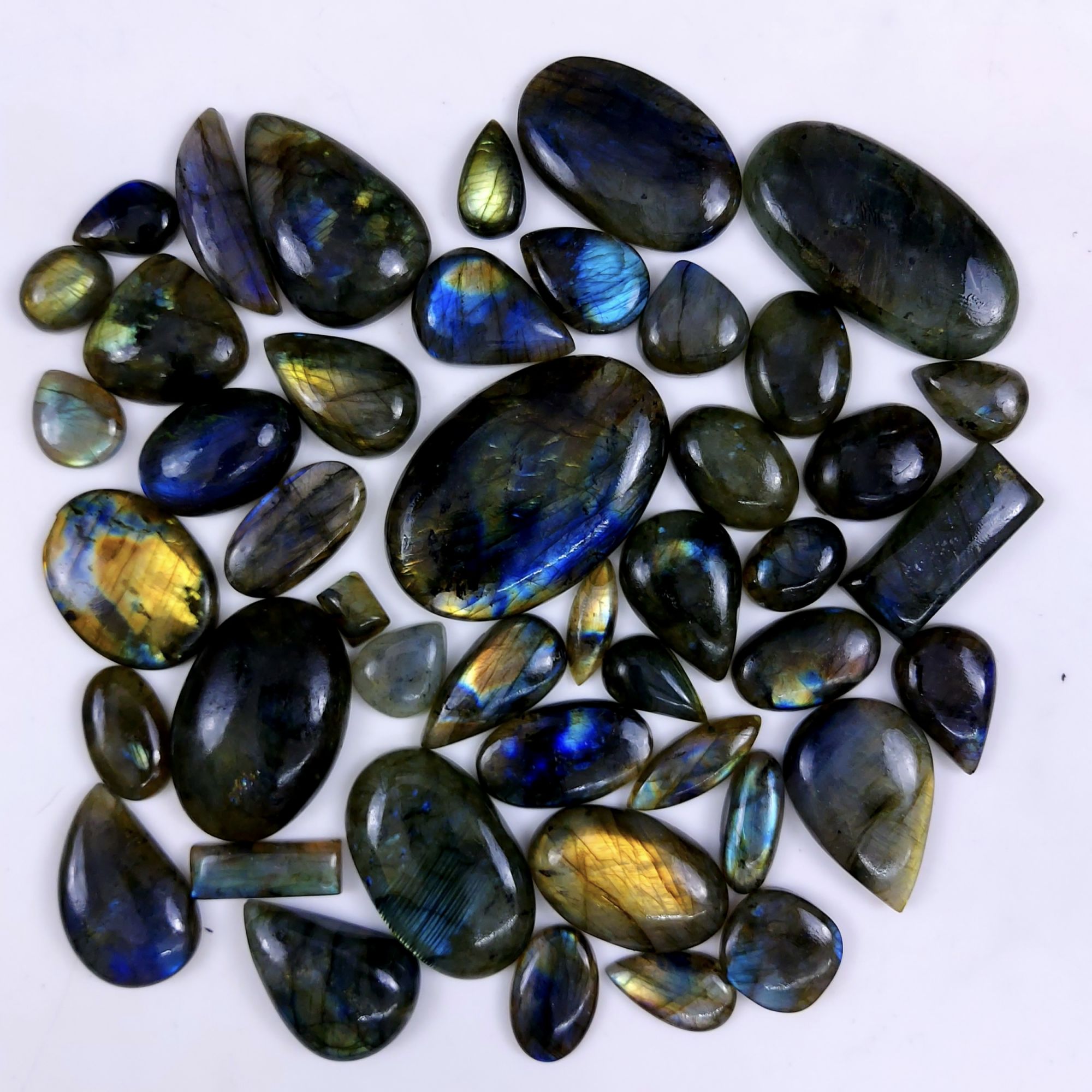 44pc 1567Cts Labradorite Cabochon Multifire Healing Crystal For Jewelry Supplies, Labradorite Necklace Handmade Wire Wrapped Gemstone Pendant 55x27 20x14mm#6333