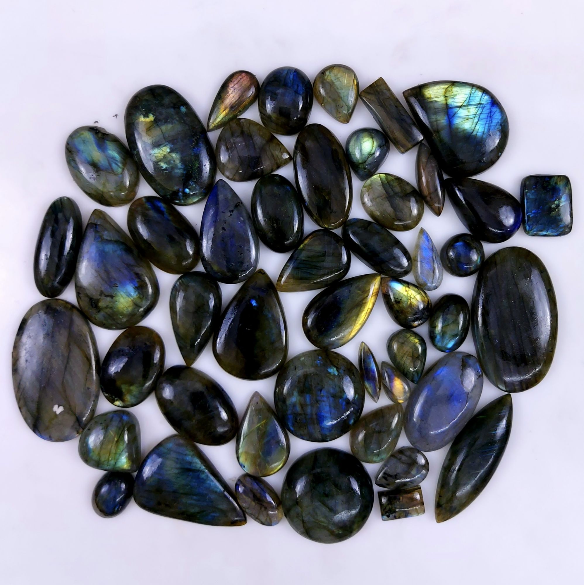 23pc 1495Cts Labradorite Cabochon Multifire Healing Crystal For Jewelry Supplies, Labradorite Necklace Handmade Wire Wrapped Gemstone Pendant 50x30 18x14mm#6334