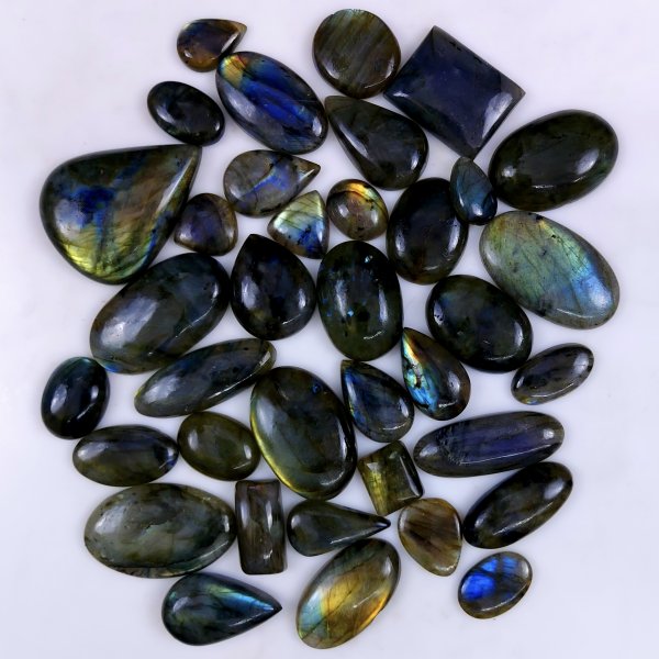 37pc 1481Cts Labradorite Cabochon Multifire Healing Crystal For Jewelry Supplies, Labradorite Necklace Handmade Wire Wrapped Gemstone Pendant 50x40 20x15mm#6336