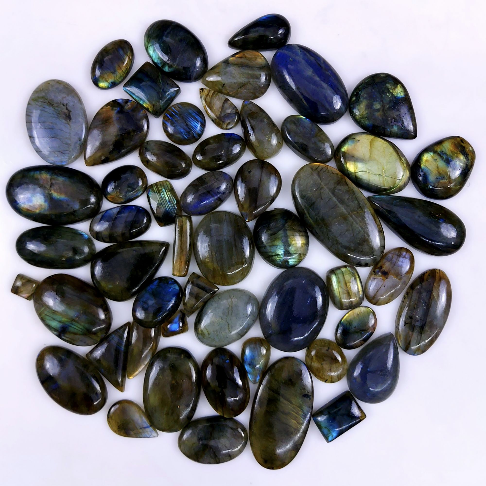 42pc 1684Cts Labradorite Cabochon Multifire Healing Crystal For Jewelry Supplies, Labradorite Necklace Handmade Wire Wrapped Gemstone Pendant 50x28 18x12mm#6338