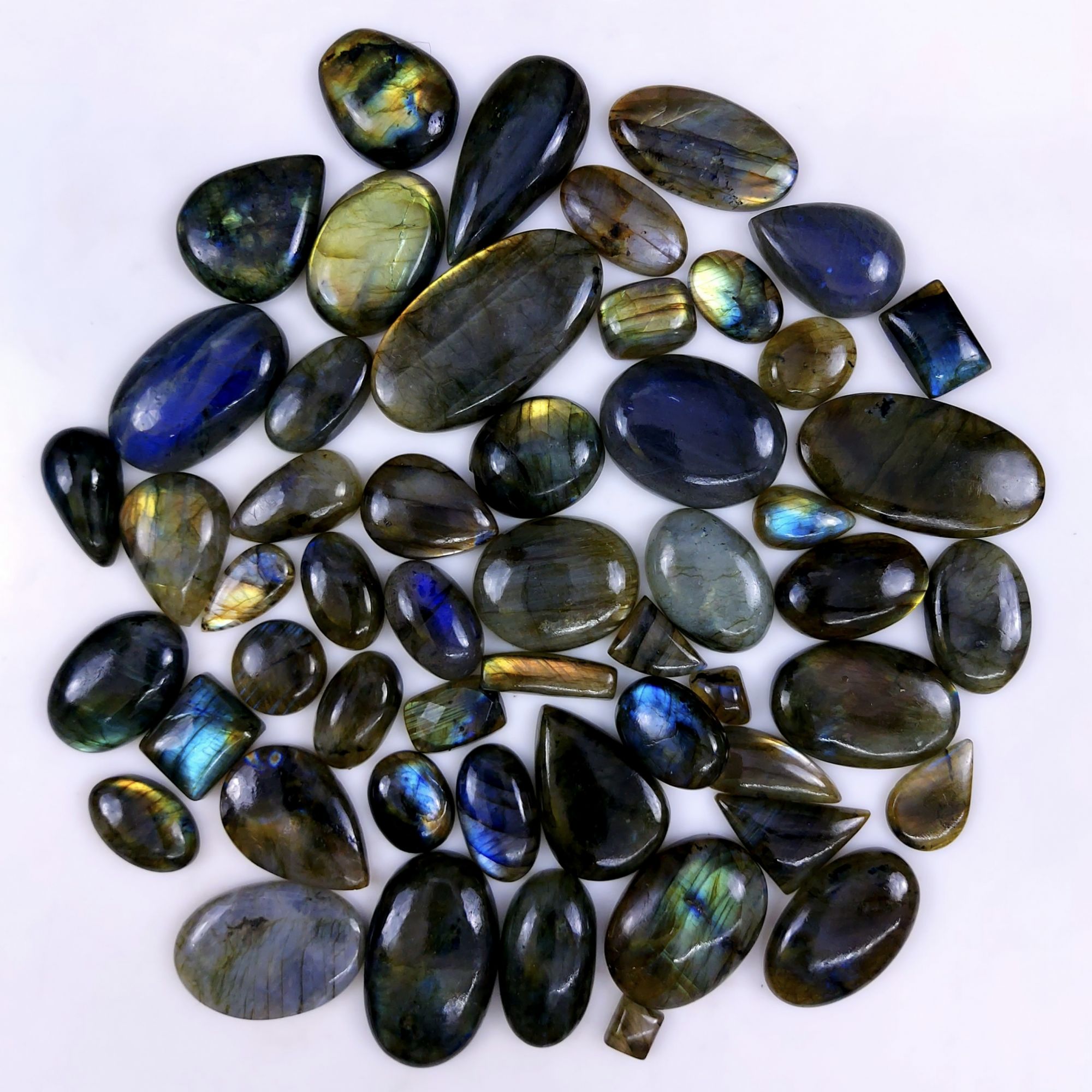 42pc 1684Cts Labradorite Cabochon Multifire Healing Crystal For Jewelry Supplies, Labradorite Necklace Handmade Wire Wrapped Gemstone Pendant 50x28 18x12mm#6338