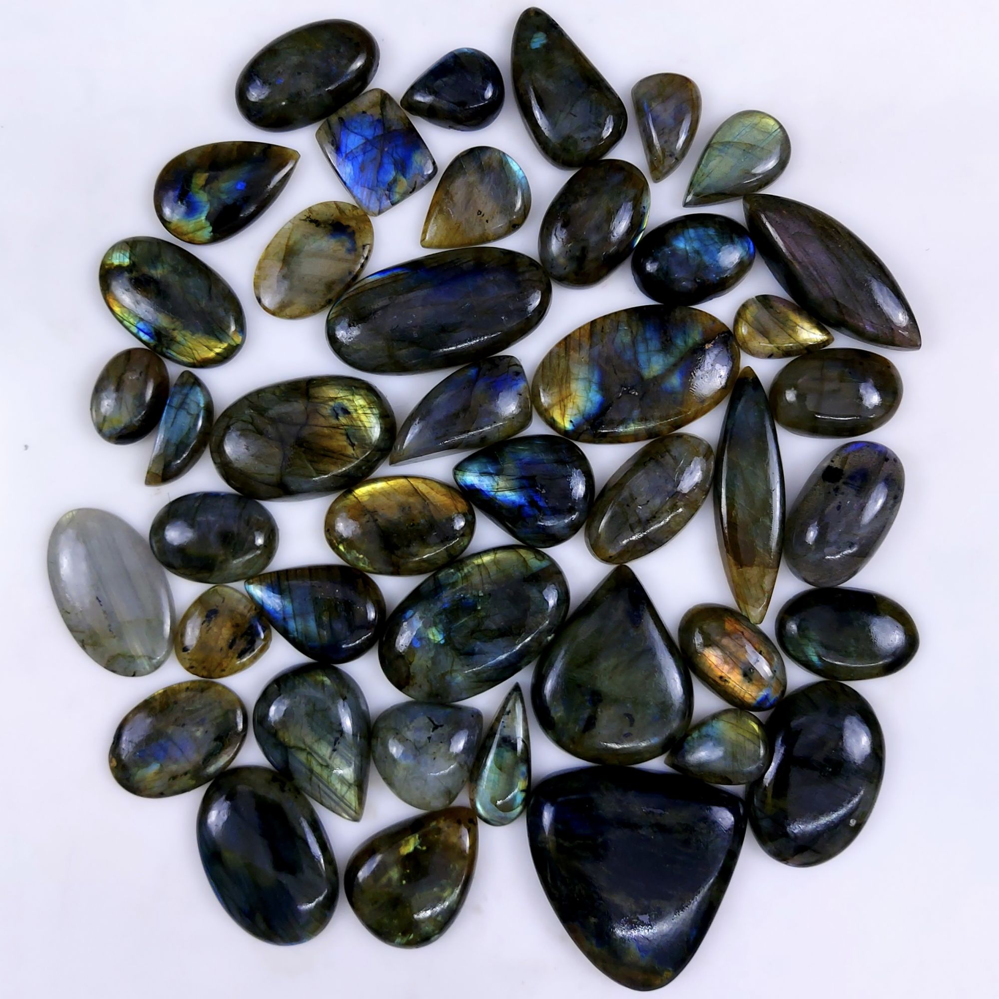 43pc 1613Cts Labradorite Cabochon Multifire Healing Crystal For Jewelry Supplies, Labradorite Necklace Handmade Wire Wrapped Gemstone Pendant 46x44 18x13mm#6340